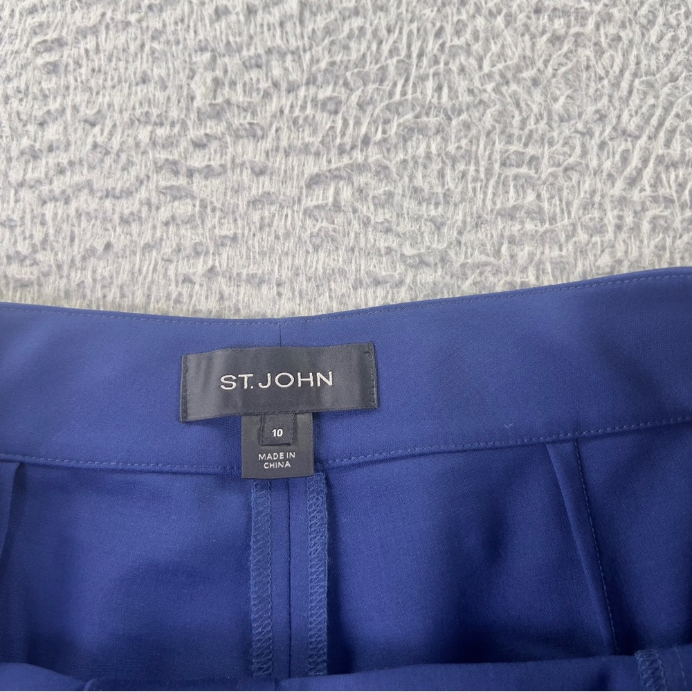 St John Pants Womens 10 Blue Straight Leg Lightweight Preppy Casual Pockets - Picture 8 of 8